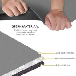 Eco Yoga Mat - Inclusief Draagriem - Fitness MatAnti Slip - Extra Dik (6 Mm) - 183 X 61 X 0,6 Cm - Zwart - Diverse Kleuren -FitForce Outlet Winkel 1200x1200 877