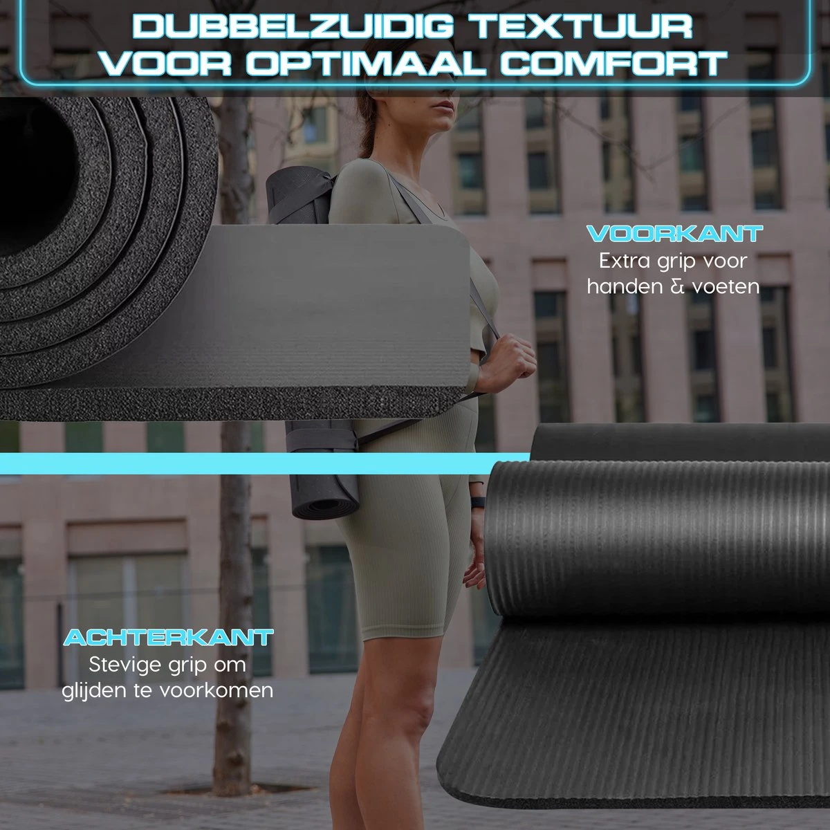 Sanbo Yoga Mat - Zwart - Incl. Luxe Draagtas - 183 X 61 X 0.8 Cm - Extra Dik 8mm - Waterafstotend - Fitness Mat - Meditatie Mat 6 Sanbo Yoga Mat - Zwart - Incl. Luxe Draagtas - 183 X 61 X 0.8 Cm - Extra Dik 8mm - Waterafstotend - Fitness Mat - Meditatie Mat - Afbeelding 6