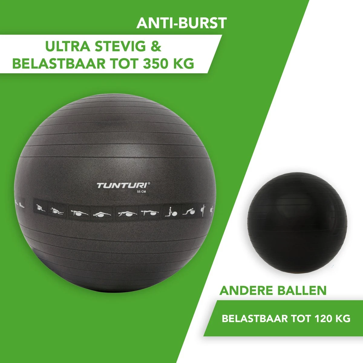 Tunturi Fitnessbal - Gymball - Swiss Ball - 75 Cm - Anti Burst - Inclusief Pomp - Zwart - Incl. Gratis Fitness App 4 Tunturi Fitnessbal - Gymball - Swiss Ball - 75 Cm - Anti Burst - Inclusief Pomp - Zwart - Incl. Gratis Fitness App - Afbeelding 4