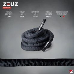 ZEUZ® Premium 9 Meter Battle Rope Inclusief Nylon Sleeve & Bevestigingsmateriaal – Training Touw – Fitness & Crossfit – Thuis Trainen -FitForce Outlet Winkel 1200x1200 913