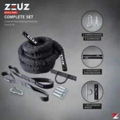 ZEUZ® Premium 9 Meter Battle Rope Inclusief Nylon Sleeve & Bevestigingsmateriaal – Training Touw – Fitness & Crossfit – Thuis Trainen -FitForce Outlet Winkel 1200x1200 914