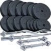 ScSPORTS® Halterset 80 Kg - Halterstangen Incl. Halterschijven - Kunststof - 30 Mm - Gewichten