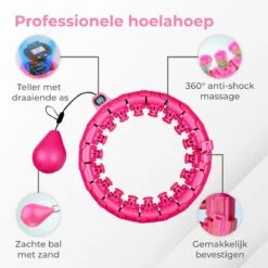 Nuvance - Verstelbare Fitness Hoelahoep - Met Teller En Gewicht - Voor Volwassenen En Kinderen - Weighted Hula Hoop - Smart Hoepel - Roze -FitForce Outlet Winkel 1200x1200 950