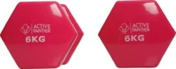 Active Panther Dumbbell Set 2 X 6 KG - 12 Kg Totaal - Vinyl - Roze -FitForce Outlet Winkel 1200x475