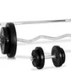 Klarfit Dumbell Set - Halterset 97,5kg : 2 Korte Halters, 8 Korte Haltergewichten , 1 Lange Halterstang, 1 Curlbellstang En 6 Lange Haltergewichten