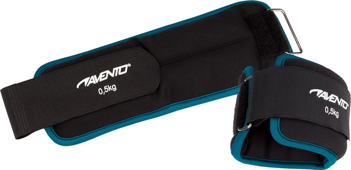 Avento Pols/Enkel Gewicht Neopreen - 2x 0.5 Kg - Zwart/Blauw 2 Avento Pols/Enkel Gewicht Neopreen - 2x 0.5 Kg - Zwart/Blauw - Afbeelding 2