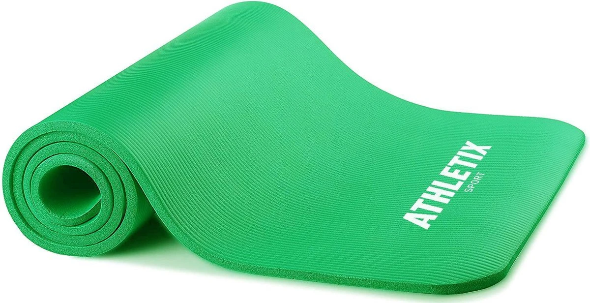 Athletix® Premium NBR Fitnessmat - Yogamat - 183 X 61 X 1.5 Cm - Met Draagriem En Draagtas - Groen 6 Athletix® Premium NBR Fitnessmat - Yogamat - 183 X 61 X 1.5 Cm - Met Draagriem En Draagtas - Groen - Afbeelding 6