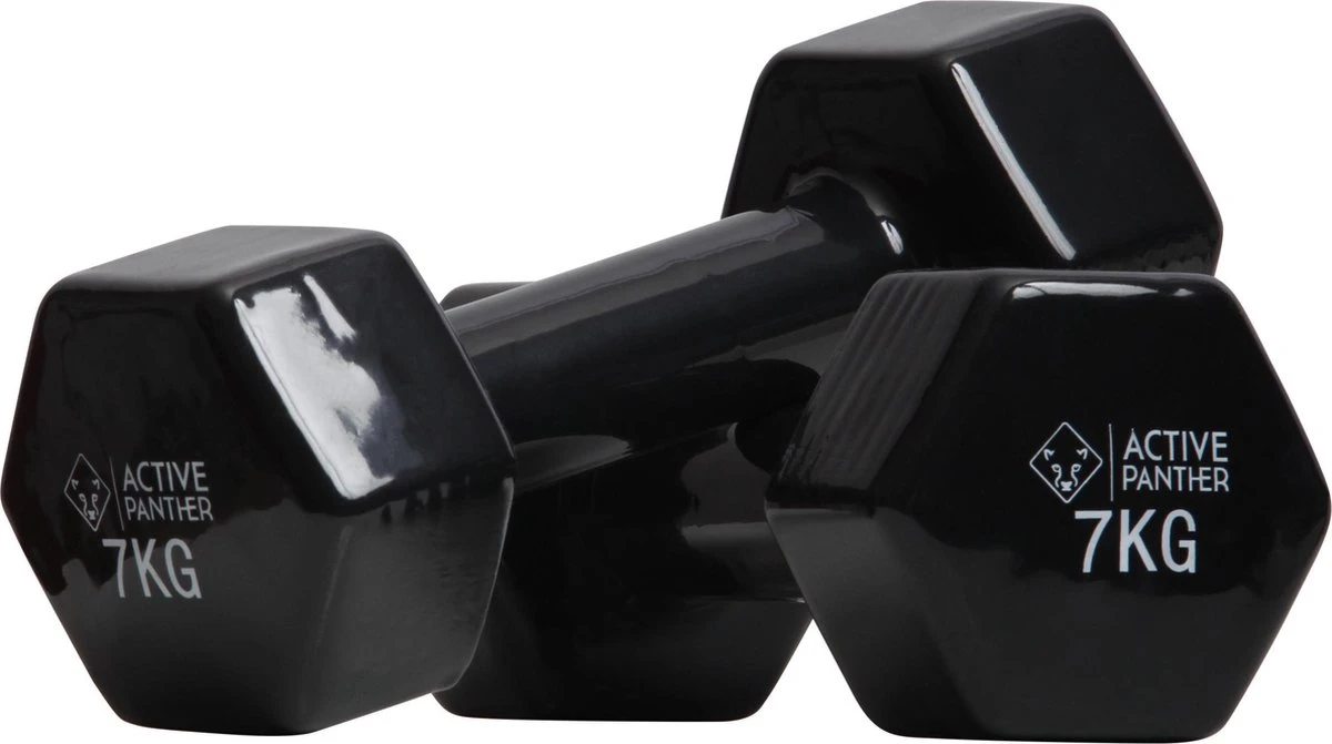 Active Panther Dumbbell Set 2 X 7 KG - 14 Kg Totaal - Vinyl - Zwart 1 Active Panther Dumbbell Set 2 X 7 KG - 14 Kg Totaal - Vinyl - Zwart