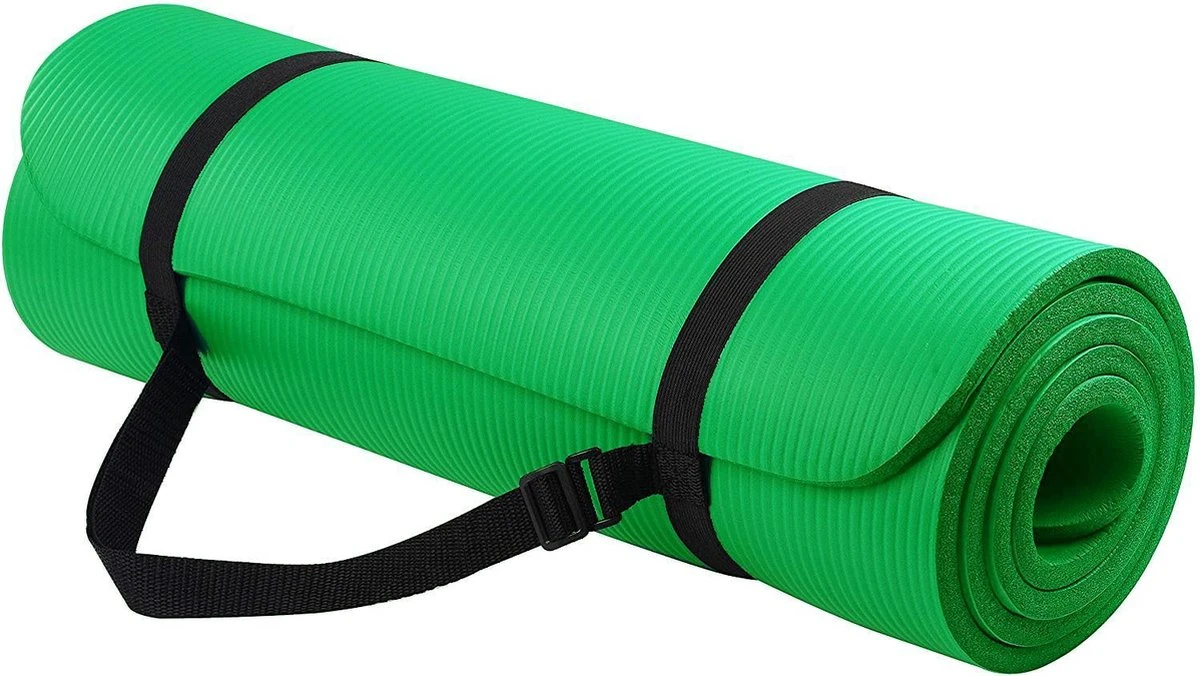 Athletix® Premium NBR Fitnessmat - Yogamat - 183 X 61 X 1.5 Cm - Met Draagriem En Draagtas - Groen 7 Athletix® Premium NBR Fitnessmat - Yogamat - 183 X 61 X 1.5 Cm - Met Draagriem En Draagtas - Groen - Afbeelding 7