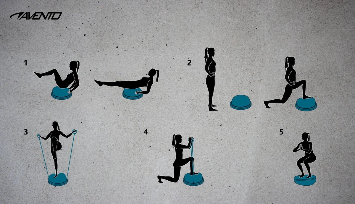 Avento Balanstrainer + 2 Weerstandsbanden - Ø 58 Cm - Blauw/Zwart 7 Avento Balanstrainer + 2 Weerstandsbanden - Ø 58 Cm - Blauw/Zwart - Afbeelding 7