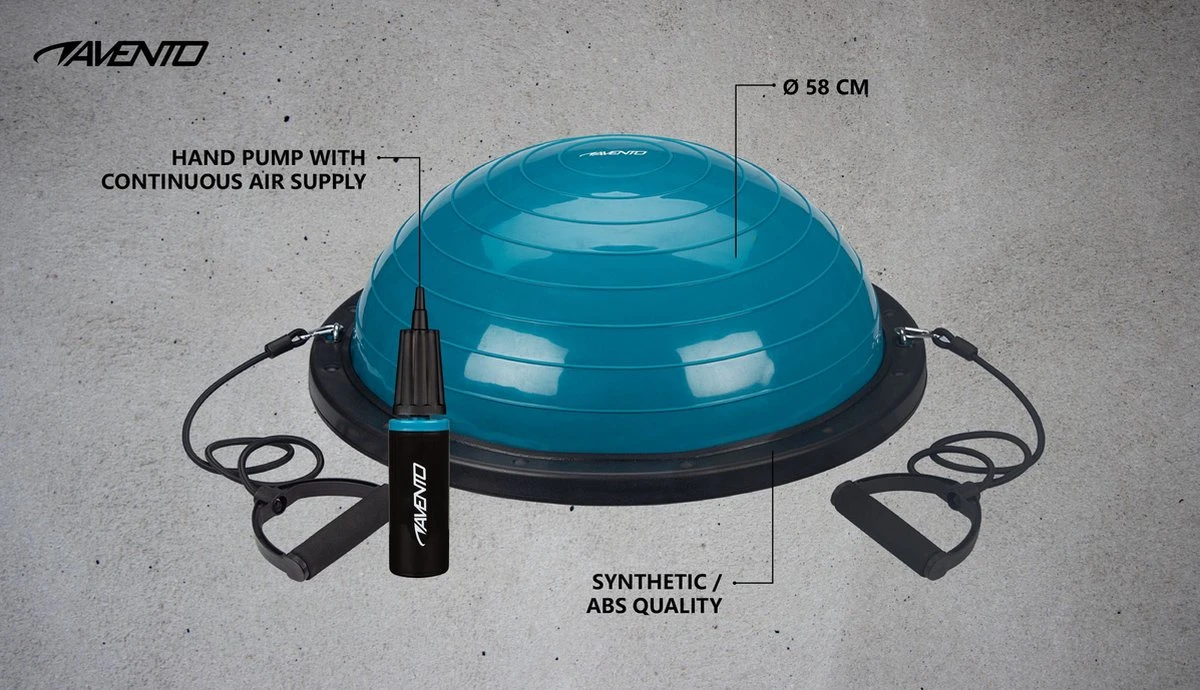 Avento Balanstrainer + 2 Weerstandsbanden - Ø 58 Cm - Blauw/Zwart 10 Avento Balanstrainer + 2 Weerstandsbanden - Ø 58 Cm - Blauw/Zwart - Afbeelding 10