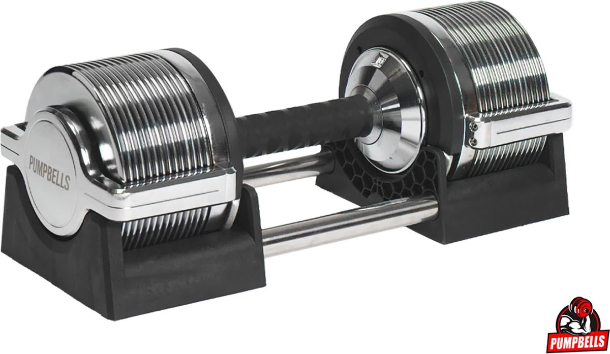 PUMPBELLS - Verstelbare Dumbbell - 3kg T/m 32kg - 30 DUMBBELLS IN ÉÉN! - Professionele Halter 2 PUMPBELLS - Verstelbare Dumbbell - 3kg T/m 32kg - 30 DUMBBELLS IN ÉÉN! - Professionele Halter - Afbeelding 2