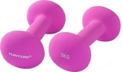 Tunturi Dumbbell Set - 2 X 3,0 Kg - Neopreen - Fluor Paars - Incl. Gratis Fitness App -FitForce Outlet Winkel 1200x707 2