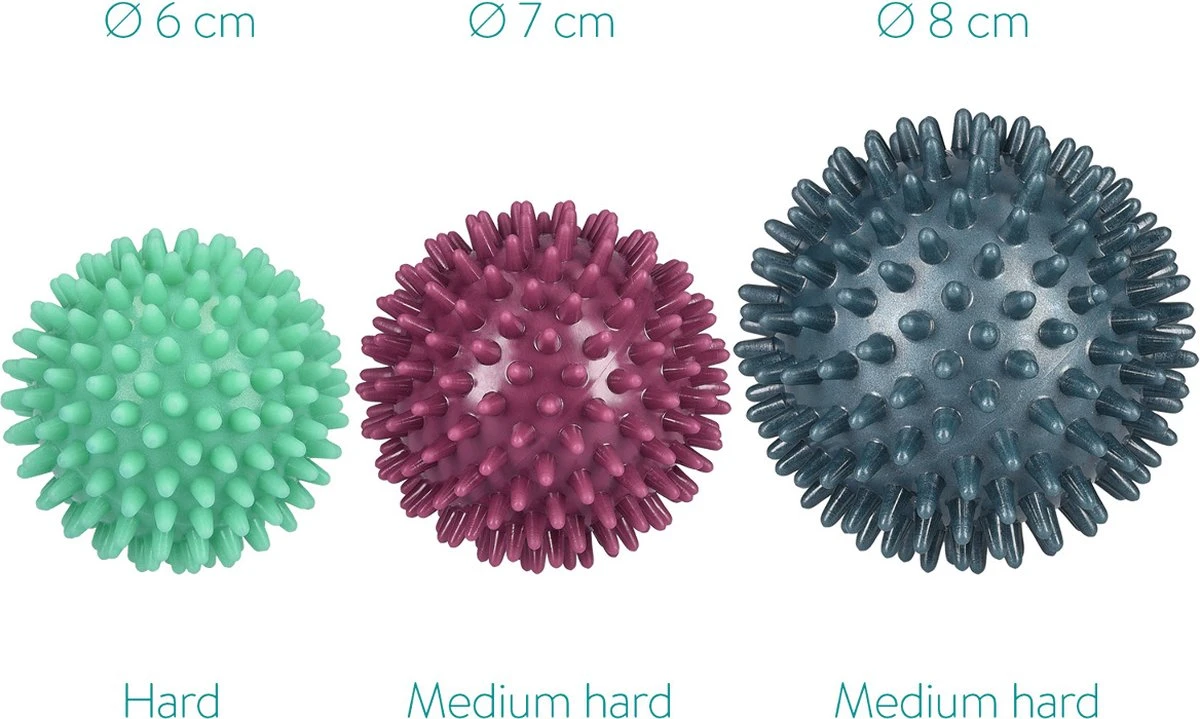 Navaris Massagebal Egel 3 Stuks - Ronde Massagebal Voor Hand, Voet En Rug - Verschillende Formaten - Fitnessbal Met Diameter 6/7/8 Cm - Medium En Hard 2 Navaris Massagebal Egel 3 Stuks - Ronde Massagebal Voor Hand, Voet En Rug - Verschillende Formaten - Fitnessbal Met Diameter 6/7/8 Cm - Medium En Hard - Afbeelding 2