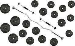 Fitness Trainer - Pull Up Toren - Dip Station – Push Up Bar - Dip Rack Halterbank Inc. 50 Kg GEWICHTEN + Sportbank Fitnessbank + Halterschijven + 3 Halterstangen - Multifunctioneel - Volledig Instelbaar - Opklapbaar -FitForce Outlet Winkel 1200x734