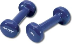 Tunturi Dumbell Set - 2 X 4,0 Kg - Vinyl - Blauw - Incl. Gratis Fitness App -FitForce Outlet Winkel 1200x740