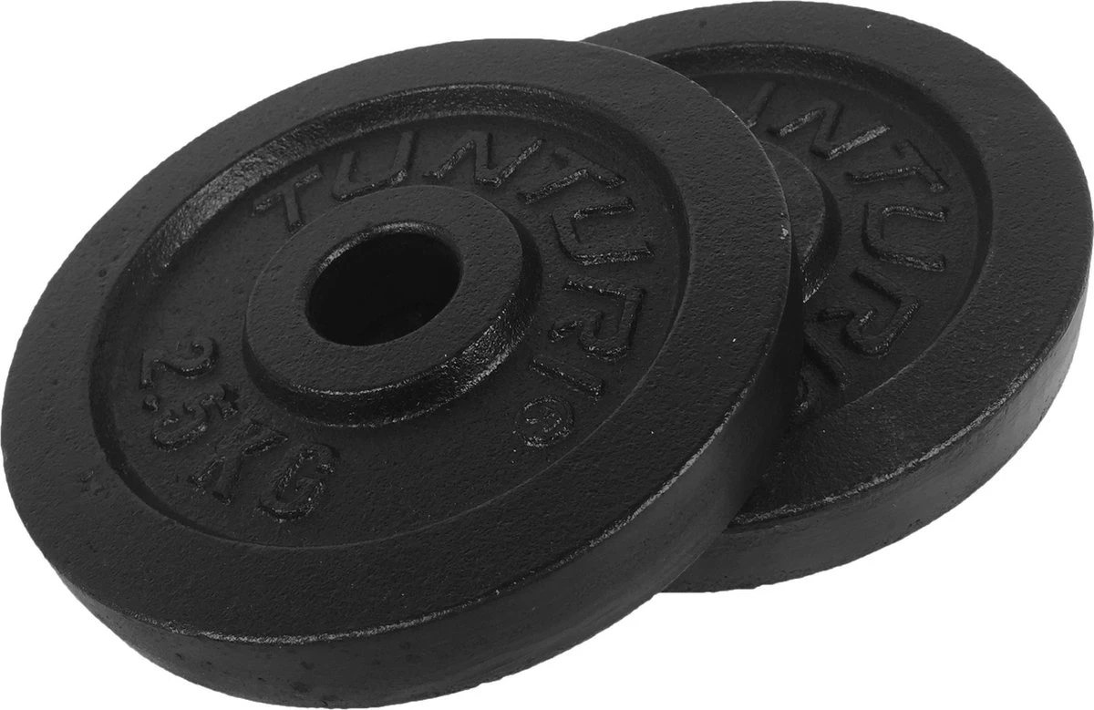 Tunturi Halterschijven - Halter Gewichten - 2 X 2,50 Kg - Ø 30 Mm - Gietijzer - Incl. Gratis Fitness App 1 Tunturi Halterschijven - Halter Gewichten - 2 X 2,50 Kg - Ø 30 Mm - Gietijzer - Incl. Gratis Fitness App