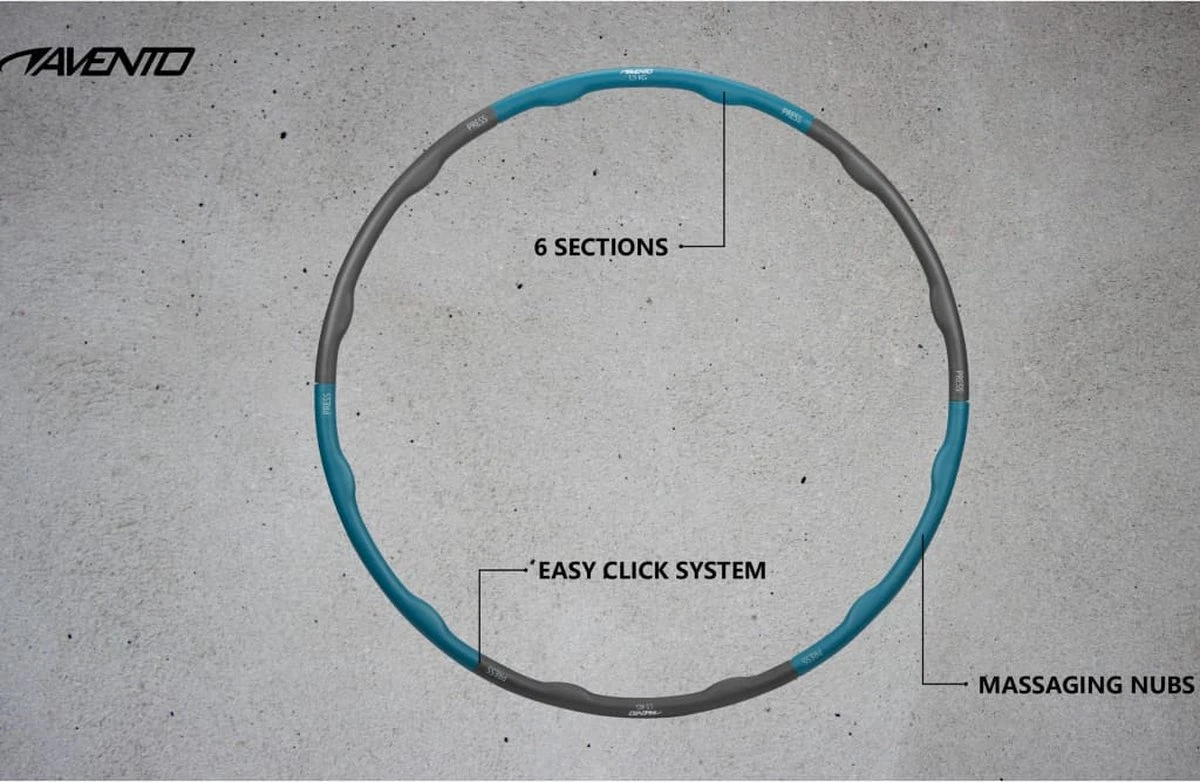 Avento Fitness Hoelahoop - 1.5 Kg - Blauw/Grijs 8 Avento Fitness Hoelahoop - 1.5 Kg - Blauw/Grijs - Afbeelding 8