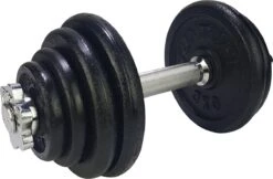 Tunturi Gewichten Gietijzer Totaal 15kg - Halterset Met Schroefsluiting - Dumbbell Set - 1 Halterstang - 30mm - Incl. Gratis Fitness App