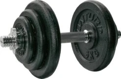 Tunturi Gewichten Gietijzer Totaal 20kg - Halterset Met Schroefsluiting - Dumbbell Set - 1 Halterstang - 30mm - Incl. Gratis Fitness App