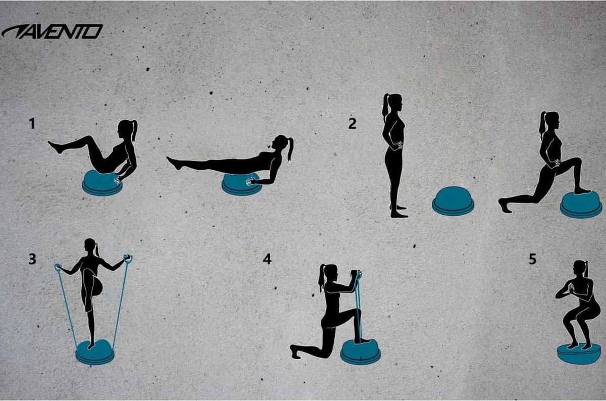 Avento Balanstrainer + 2 Weerstandsbanden - Ø 58 Cm - Blauw/Zwart 6 Avento Balanstrainer + 2 Weerstandsbanden - Ø 58 Cm - Blauw/Zwart - Afbeelding 6