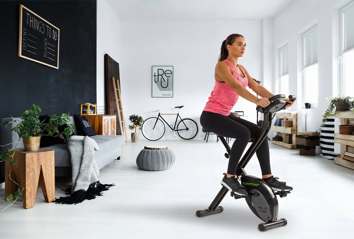 Tunturi Star Fit X100 X-bike - Hometrainer - Fitnessfiets - Opvouwbaar - Verstelbaar - 8 Weerstandsniveaus - Opvouwbare Hometrainer 2 Tunturi Star Fit X100 X-bike - Hometrainer - Fitnessfiets - Opvouwbaar - Verstelbaar - 8 Weerstandsniveaus - Opvouwbare Hometrainer - Afbeelding 2