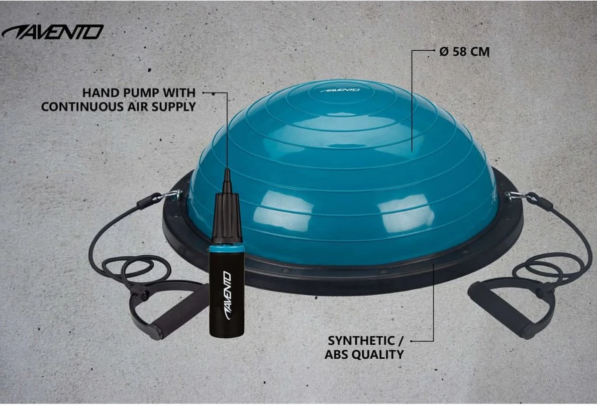 Avento Balanstrainer + 2 Weerstandsbanden - Ø 58 Cm - Blauw/Zwart 8 Avento Balanstrainer + 2 Weerstandsbanden - Ø 58 Cm - Blauw/Zwart - Afbeelding 8
