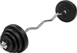 Curlstang - Curl Bar - Gewichten - Curlstang Met Gewichten - Ez Bar - Halterstang - Halterstang 25mm - 23.5 Kg - Inclusief Stersluitingen - Zwart - 120 Cm