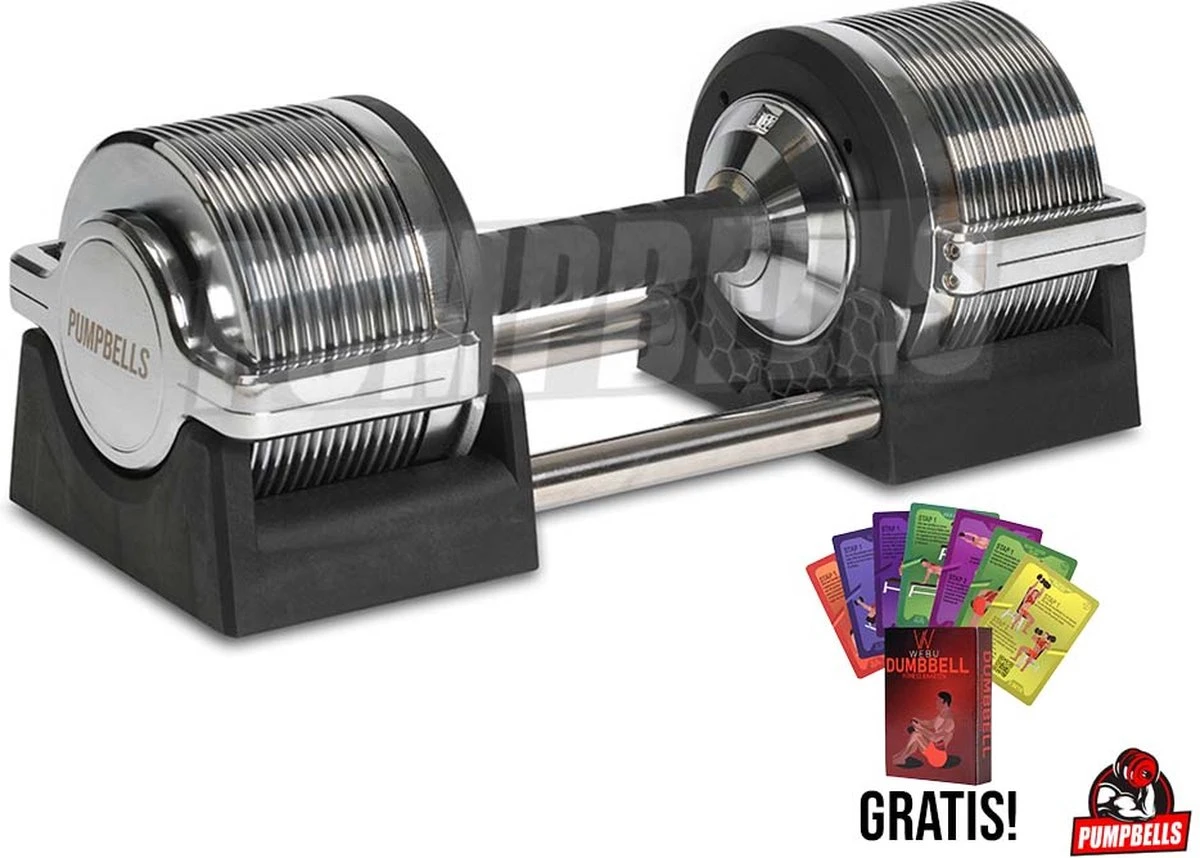 PUMPBELLS - Verstelbare Dumbbell - 3kg T/m 32kg - 30 DUMBBELLS IN ÉÉN! - Professionele Halter 1 PUMPBELLS - Verstelbare Dumbbell - 3kg T/m 32kg - 30 DUMBBELLS IN ÉÉN! - Professionele Halter
