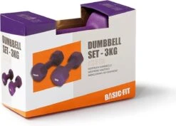 Basic-Fit® Dumbbells - Dumbells Set - 2 X 3 Kg - Rubber - Paars -FitForce Outlet Winkel 1200x859