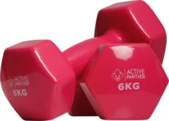 Active Panther Dumbbell Set 2 X 6 KG - 12 Kg Totaal - Vinyl - Roze
