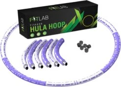 Fitlab Fitness Hoelahoep Met Gewicht - Paars/Wit - 1 Tot 4 KG - Volwassenen - Hula Hoop/Sport Hoepel/Weight Hoop