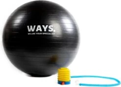 WAYS. Fitnessbal - Inclusief Pomp - Zwart - 75 Cm