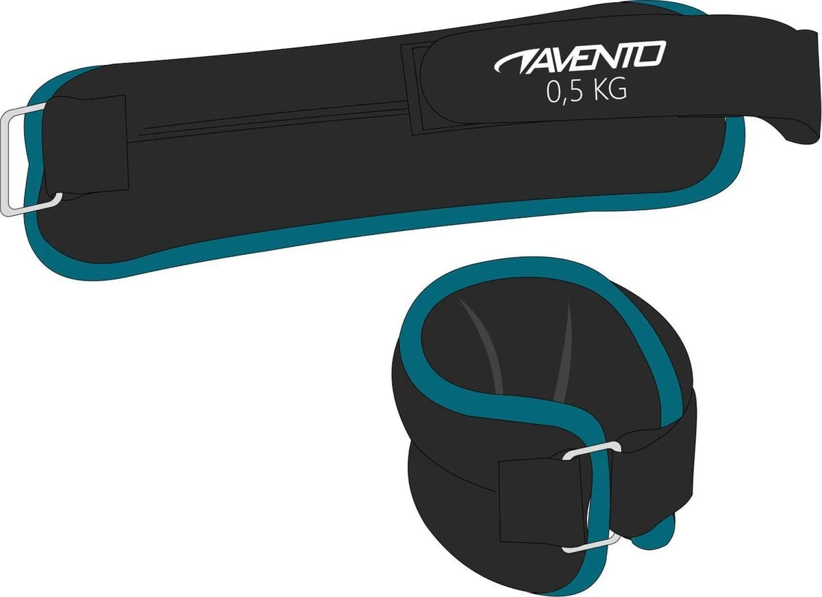 Avento Pols/Enkel Gewicht Neopreen - 2x 0.5 Kg - Zwart/Blauw 8 Avento Pols/Enkel Gewicht Neopreen - 2x 0.5 Kg - Zwart/Blauw - Afbeelding 8