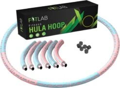 Fitlab Fitness Hoelahoep Met Gewicht - Roze/Blauw - 1 Tot 4 KG - Volwassenen - Hula Hoop /Sport Hoepel/Weight Hoop