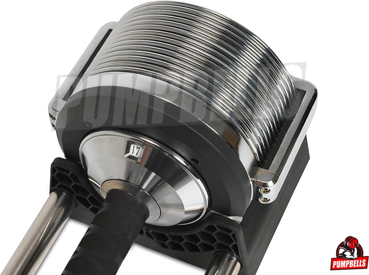 PUMPBELLS - Verstelbare Dumbbell - 3kg T/m 32kg - 30 DUMBBELLS IN ÉÉN! - Professionele Halter 5 PUMPBELLS - Verstelbare Dumbbell - 3kg T/m 32kg - 30 DUMBBELLS IN ÉÉN! - Professionele Halter - Afbeelding 5