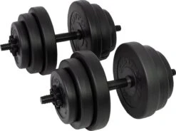 Tunturi Gewichten - Halterset - Dumbbell Set - 2 Stuks - Totaal 28kg - Zwart - Vinyl - Incl. Gratis Fitness App