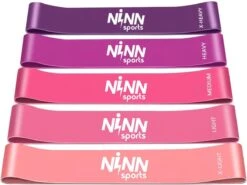 NINN Sports - Banden Van Hoge Kwaliteit Paars - Set Van 5 - Fitness Elastiek