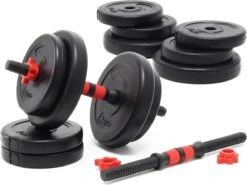 Halterset 20kg Met 12 Halterschijven & 2 Stangen, Cement. Handgewichten, Gewichten Met Gekartelde Greep, Dubbel Handgewicht, Halter, Dumbbell, Dumbbellset - MultiStrobe