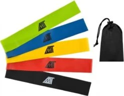 Weerstandsbanden Set Van 5 Banden – 5 Verschillende Weerstandsniveau’s, Handleiding Met Oefeningen, Opbergzakje – 5x Weerstandbanden, Fitness Elastiek, Weerstand Band, Weerstandsband, Resistance Bands