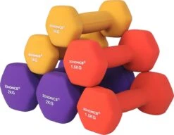 Songmics Dumbells - Halterset - Gewichten - Dumbells Set - Gewichten Fitness - Met Halterstandaard - Inclusief 9 Kg Gewichten- Meerkleurig - Zwart -FitForce Outlet Winkel 1200x934