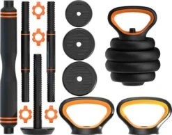 Active Panther Dumbbell Set 40 Kg - Zwart/Oranje Verstelbare Halter, Dumbbell & Kettlebell Stang 40 Kg Totaal -FitForce Outlet Winkel 1200x944