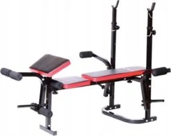 Halterbank Inc. 105 Kg GEWICHTEN - Sportbank - Fitnessbank + Halterschijven + 2 Halterstangen + 4 Dumbbell Stangen - Multifunctioneel - Volledig Instelbaar – Opklapbaar -FitForce Outlet Winkel 1200x954