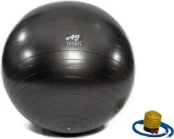 AJ-Sports Fitness / Yoga Bal 75CM - Yoga Bal - Pilates Bal - Gymbal - Zitbal - Zwangerschapsbal - Gymnastiek Bal - Swiss Bal - Yoga - Fitness - Inclusief Pomp - Zwart