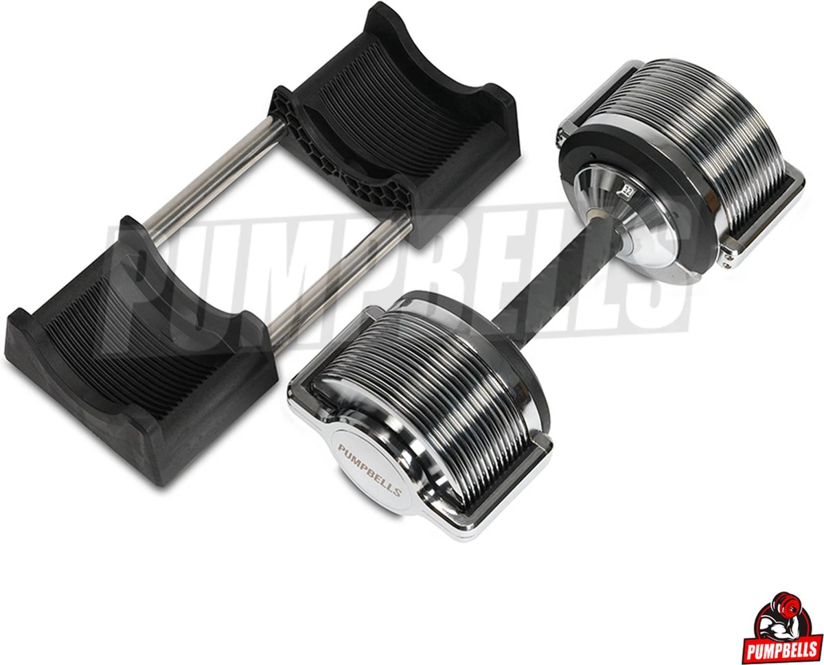 PUMPBELLS - Verstelbare Dumbbell - 3kg T/m 32kg - 30 DUMBBELLS IN ÉÉN! - Professionele Halter 3 PUMPBELLS - Verstelbare Dumbbell - 3kg T/m 32kg - 30 DUMBBELLS IN ÉÉN! - Professionele Halter - Afbeelding 3