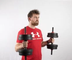 Dumbbellset 25 Kg Met Halterstang - Dumbbells Verstelbaar - Halterset - Fitness Gewichten Set - Rood/zwart -FitForce Outlet Winkel 1200x991