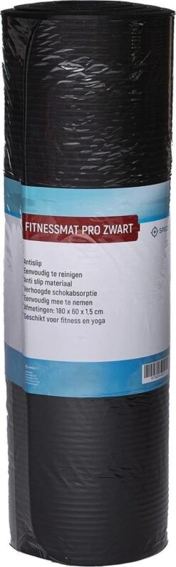 Specifit Fitnessmat Pro Zwart - Yogamat Met Tas En Draagriem - NBR Foam 1,5 Cm Dik - 180 Cm X 60 Cm X 1,5 Cm -FitForce Outlet Winkel 373x1200