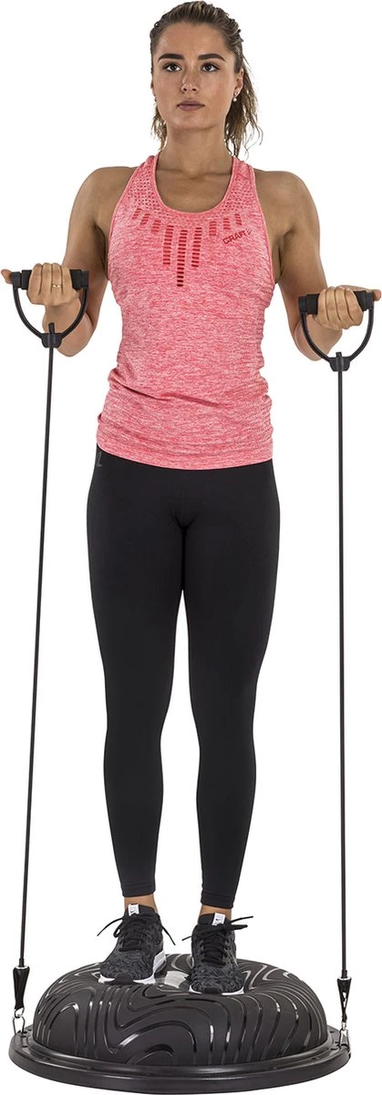 Tunturi Balanstrainer Pro Met Handvatten - Balanskussen Met Resistance Band Set - Balansbal Incl. Meegeleverde Voetpomp - Incl. Gratis Fitness App 12 Tunturi Balanstrainer Pro Met Handvatten - Balanskussen Met Resistance Band Set - Balansbal Incl. Meegeleverde Voetpomp - Incl. Gratis Fitness App - Afbeelding 12