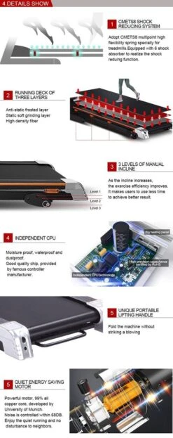 Luxe Loopband Inklapbaar - Hartslagfunctie - Hardloopband - Loopband Fitness - Met Bluetooth Speakers - USB Oplader - Schokdempers - Verstelbare Hellingshoek - PVC Loopband - 14.8km/h - Inklapbaar - Evogym R-80s -Nu Tijdelijk Met Gratis Bescherm Mat -FitForce Outlet Winkel 476x1200