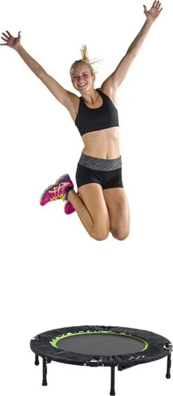 Tunturi Fitness Trampoline - Mini Trampoline - Opvouwbaar - 104cm Springoppervlak - Inclusief Beschermrand & Handgrip - Incl. Gratis Fitnessapp -FitForce Outlet Winkel 525x1200